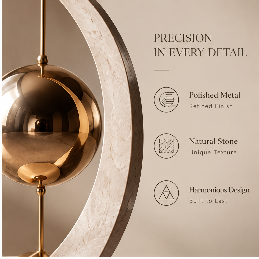 Precision in every detail — polished metal, natural stone, harmonious design