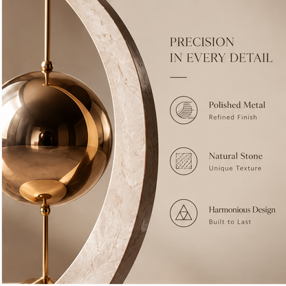 Precision in every detail — polished metal, natural stone, harmonious design