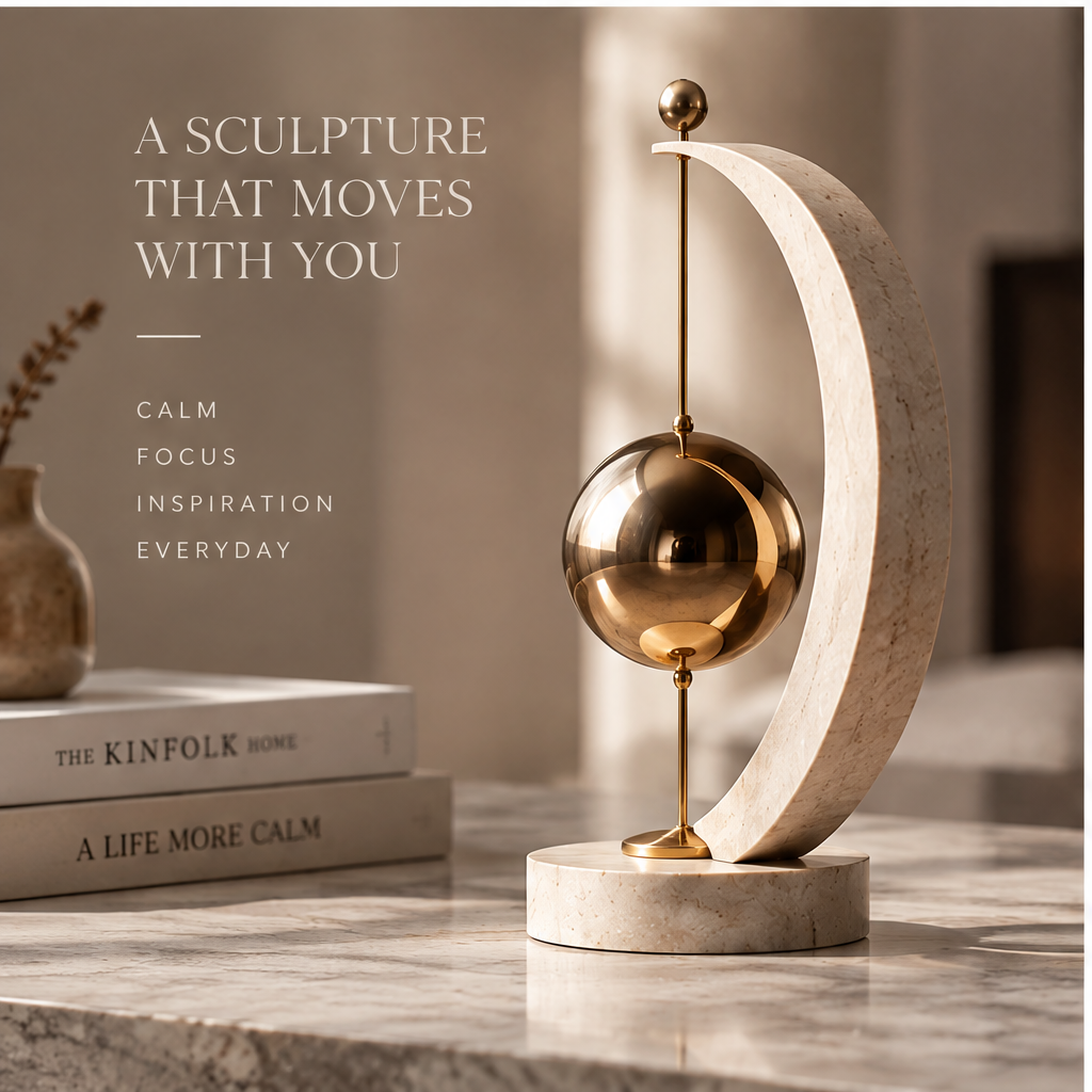 A sculpture that moves with you — calm focus inspiration everyday